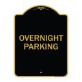 Signmission Designer Series Sign-Overnight Parking, Black & Gold Aluminum Sign, 18" x 24", BG-1824-23514 A-DES-BG-1824-23514